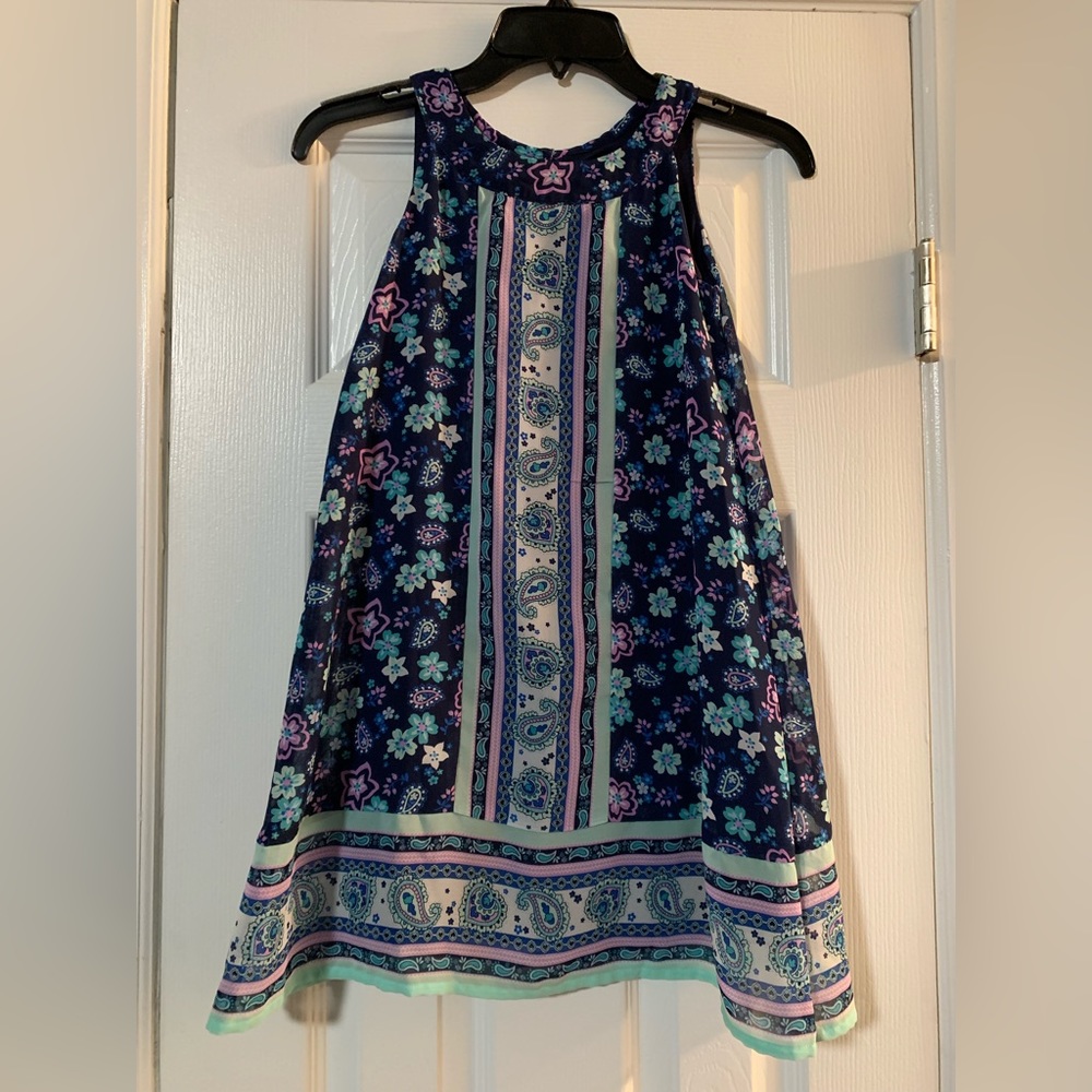 Wonder Nation Girls Navy & Paisley Print Dress Size 6